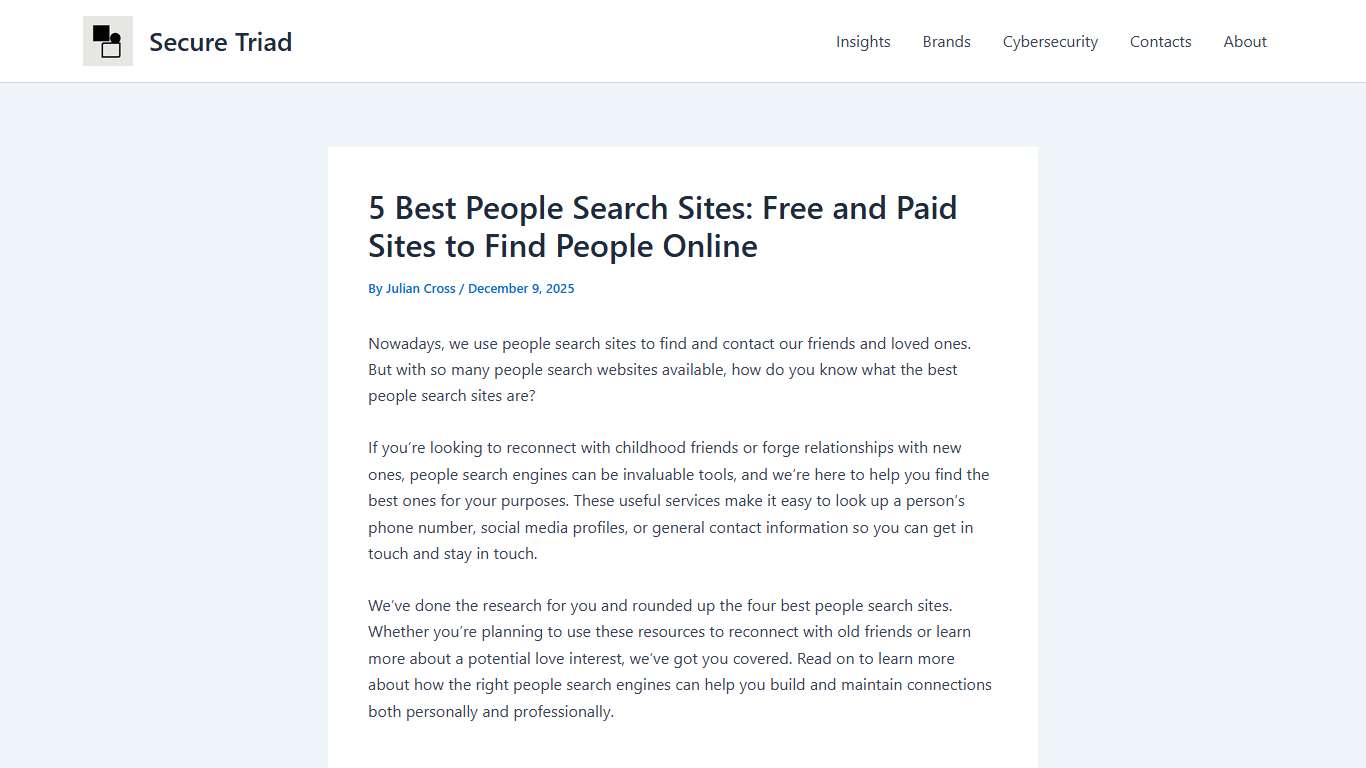 5 Best People Search Sites (2026): Free and Paid | Secure Triad